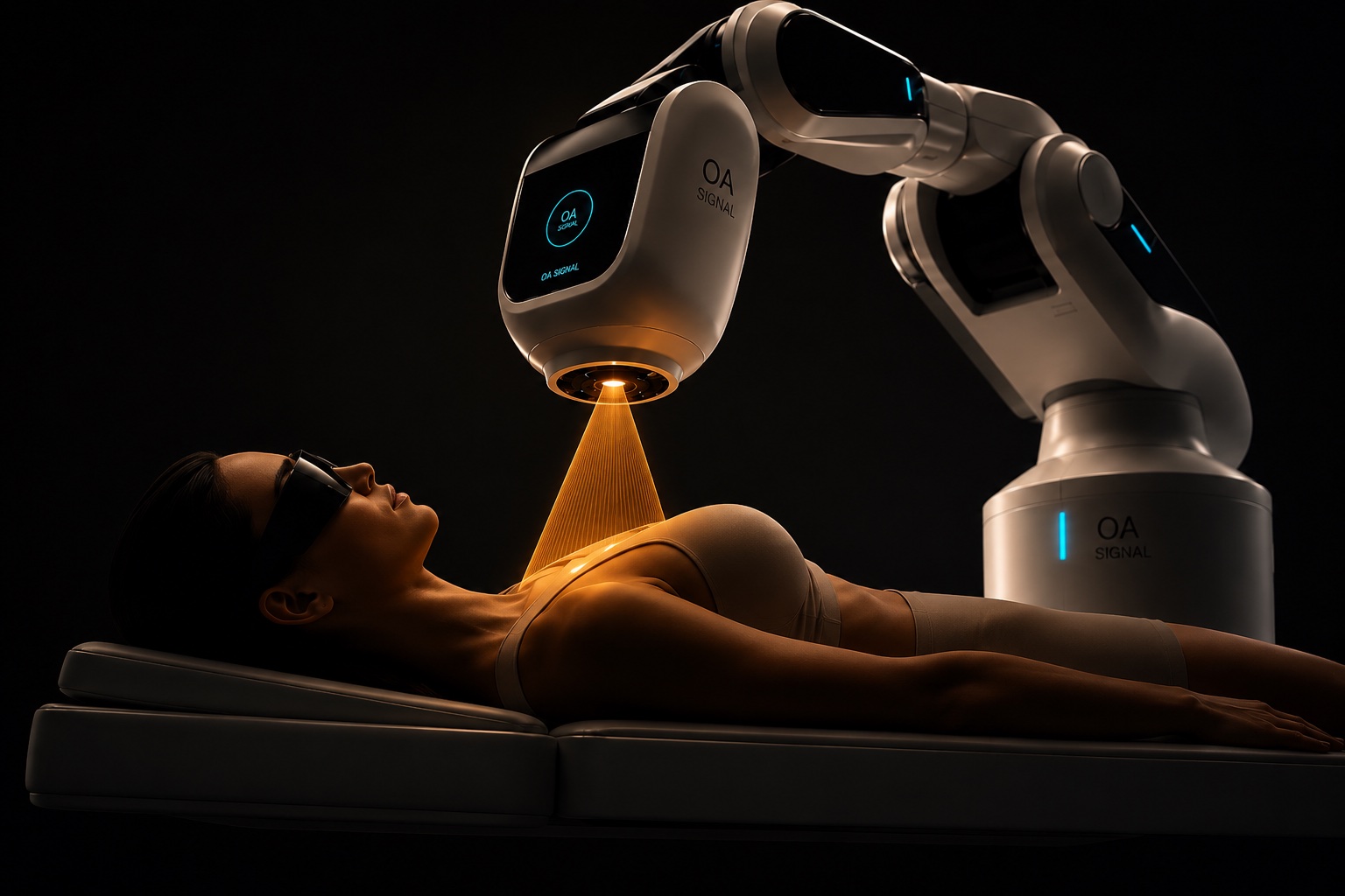The OA Signal scanner imaging a patient with its multi-wavelength beam